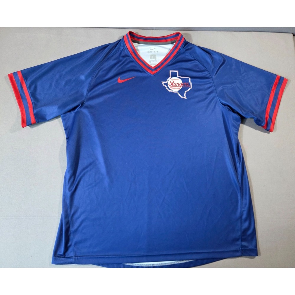 Nike Shirt Mens 2 Extra Large Blue Texas Rangers Cooperstown Stretch Dri-Fit
